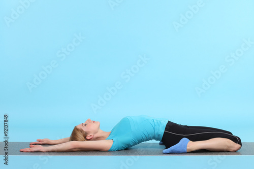  flexible girl doing yoga