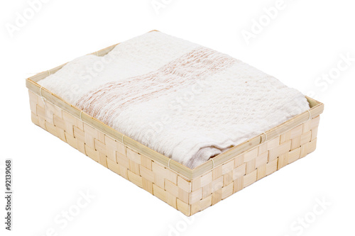Fototapeta Naklejka Na Ścianę i Meble -  Towel in basket bamboo use Spa