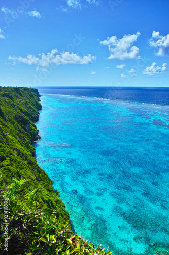珊瑚礁の海と断崖