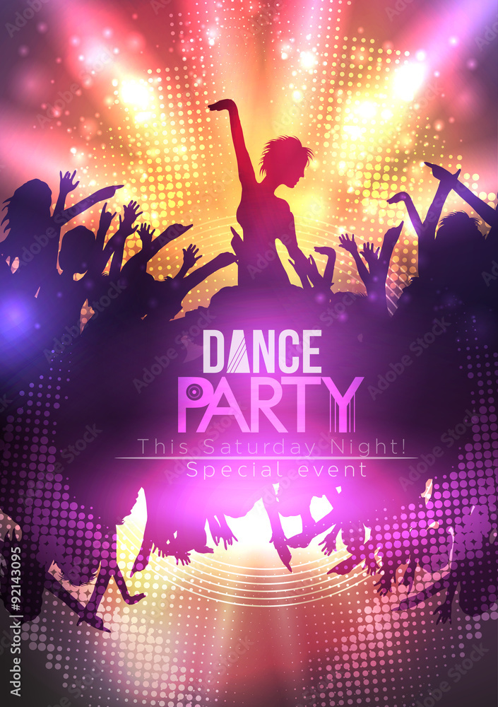 Dance Party Poster Background Template - Vector Illustration Stock Vector |  Adobe Stock