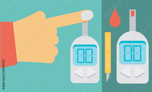 home glucometer with hand. concept of pharmacy