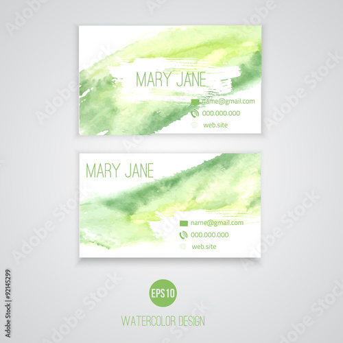 Vector Set of creative business card templates with Abstract green  splashes with grunge texture.