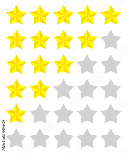 Set of yellow rating stars