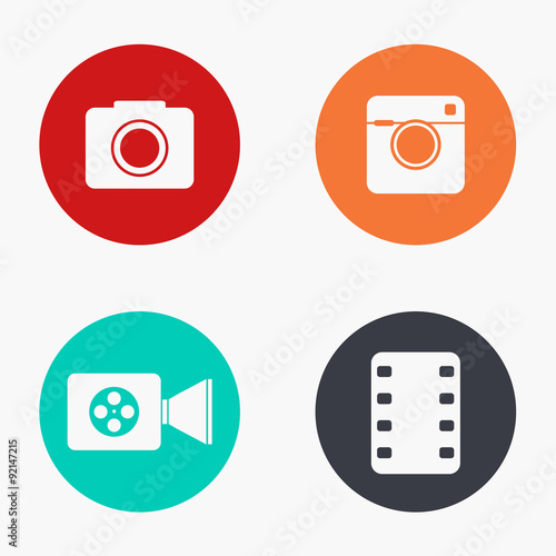 Vector modern camera colorful icons set 