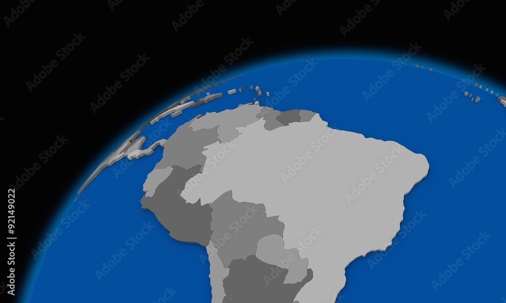 south America on planet Earth political map
