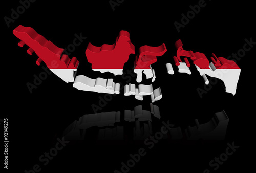 Indonesia map flag with reflection illustration