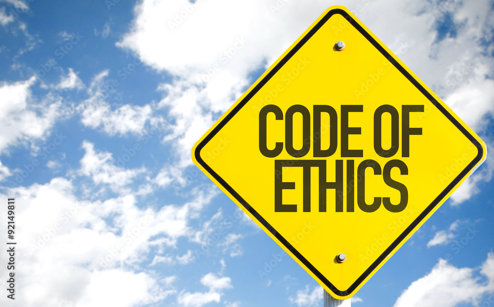 Code of Ethics sign with sky background Code of Ethics sign with sky background
