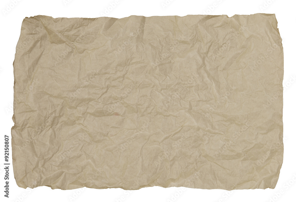 brown paper sheet on white background