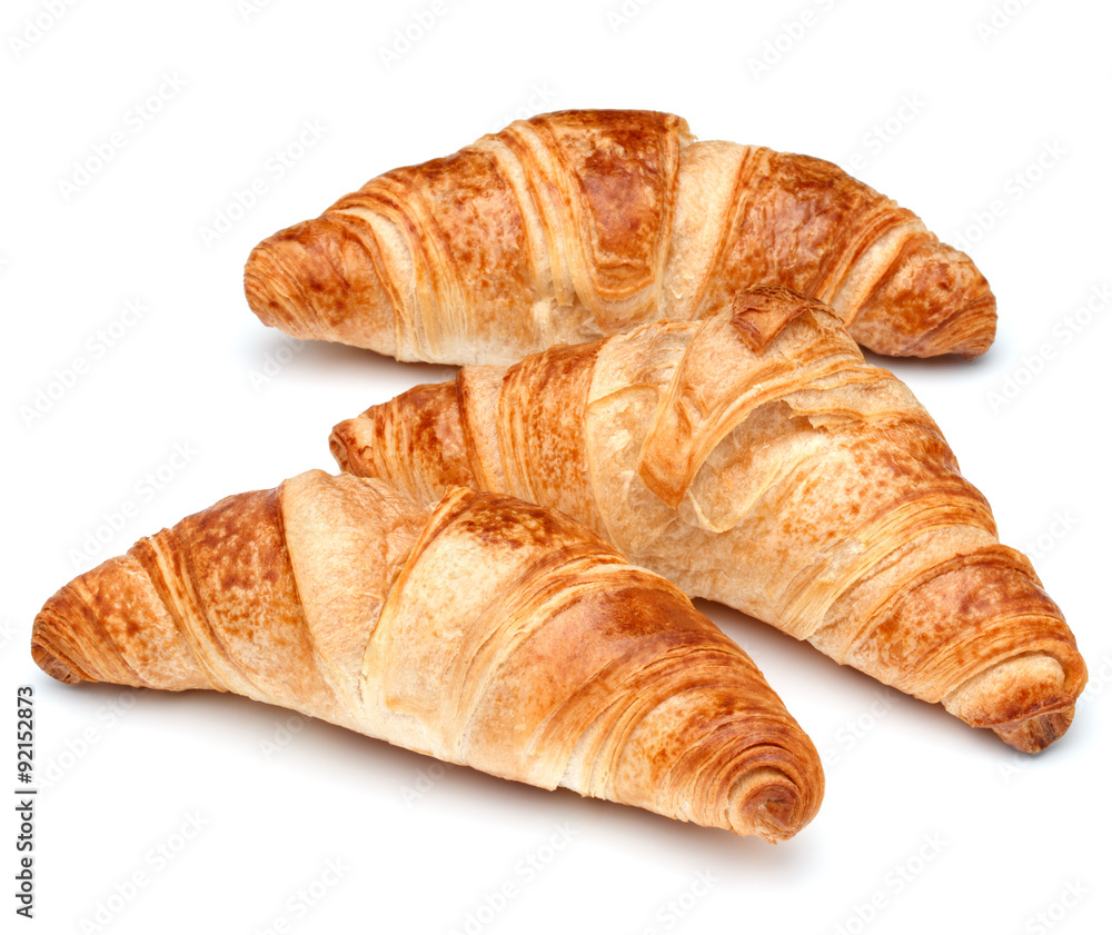 Croissant or crescent roll isolated on white background cutout Croissant or crescent roll isolated on white background cutout