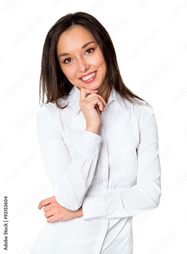 Business woman portrait with crossed arms isolated on white back Business woman portrait with crossed arms isolated on white back