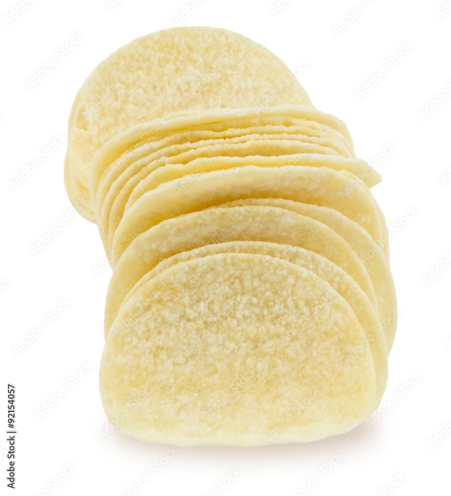 Potato Chips or Crisp on White Background Potato Chips or Crisp on White Background