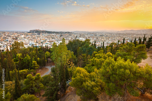 View of Athens and Acropolis from Strefi Hill.