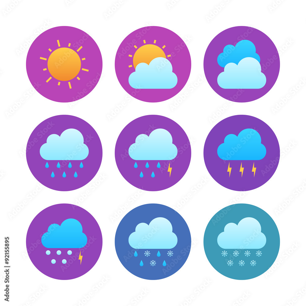 Weather forecast icon sets round