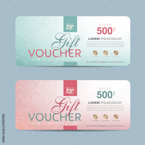 Gift voucher template with colorful pattern,cute gift voucher certificate coupon design template,
Collection gift certificate business card banner calling card poster,Vector illustration