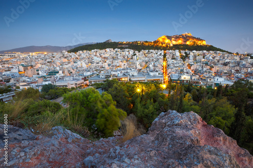 View of Athens and Lycabettus hill from Strefi Hill.