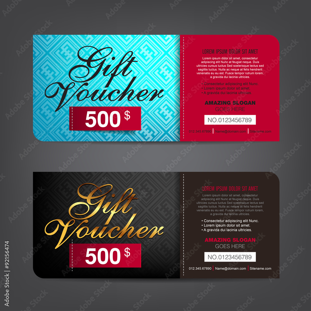 Gift voucher template with colorful pattern,cute gift voucher
