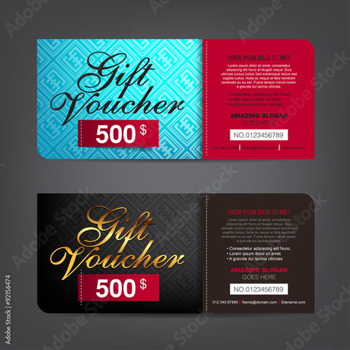 Gift voucher template with colorful pattern,cute gift voucher certificate coupon design template,
Collection gift certificate business card banner calling card poster,Vector illustration