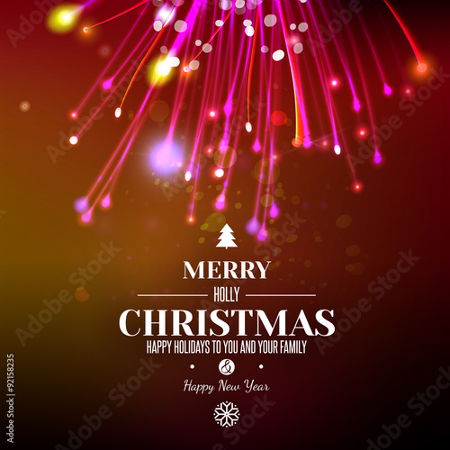 Abstract Xmas firework at dark red space background