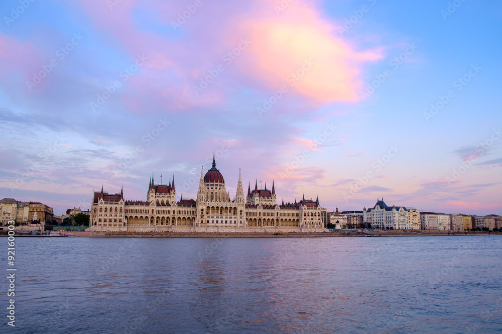 The Hungarian Parliament building at sunset The Hungarian Parliament building at sunset