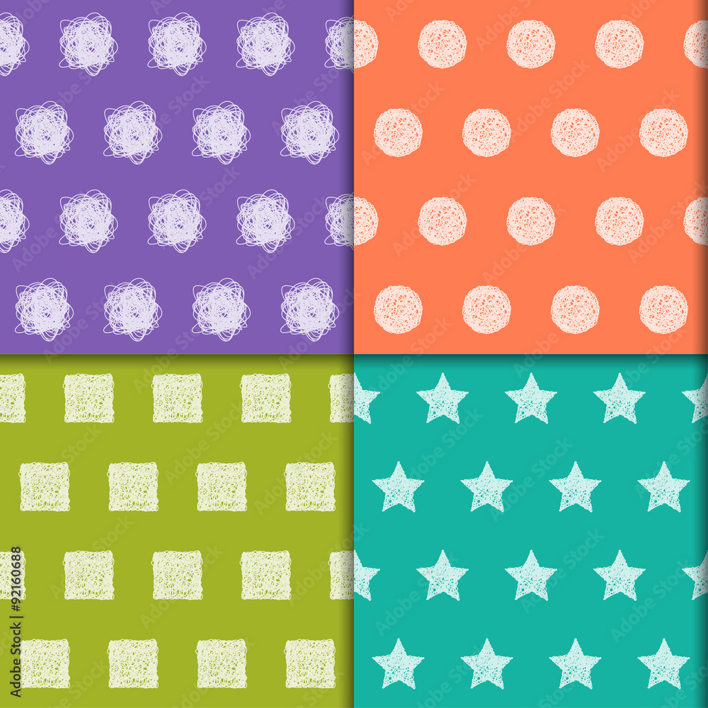 Fototapeta premium Doodle hand drawn seamless pattern collection.