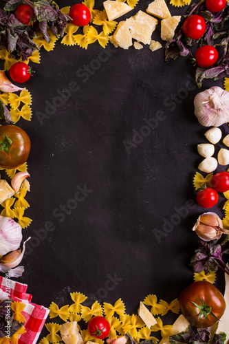 Italian food background with ingredients