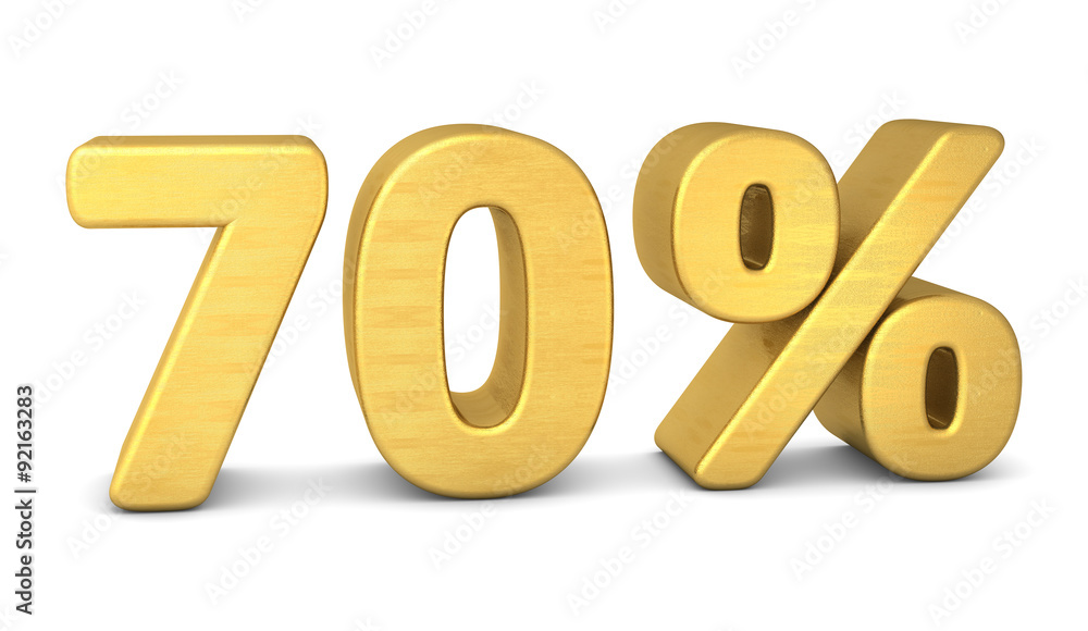 70 prozent symbol 3d gold 70 prozent symbol 3d gold