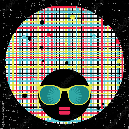 Black head woman with strange pattern hair.