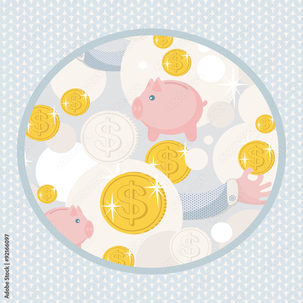 Pattern with saving pigs and money.