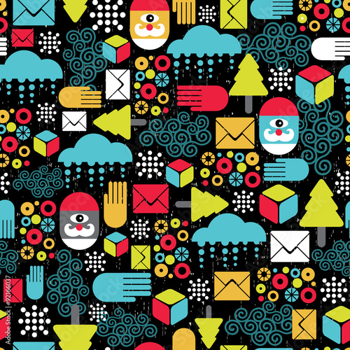 Seamless pattern with abstract Santa.