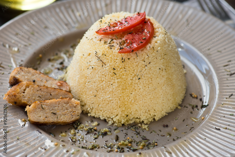 Delicious homemade vegetarian couscous made with bell pepper, to