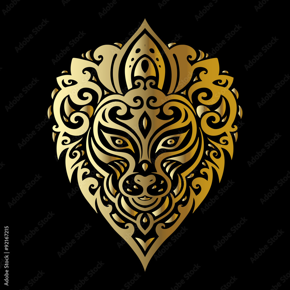 Lions head. Tribal pattern. Lions head. Tribal pattern.