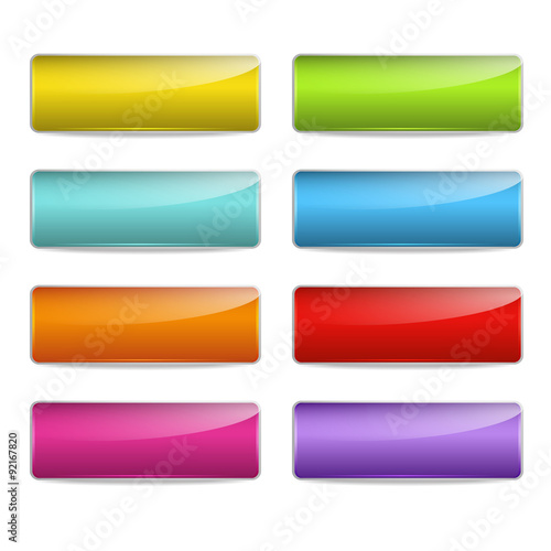 set of 8 bright rectangular buttons