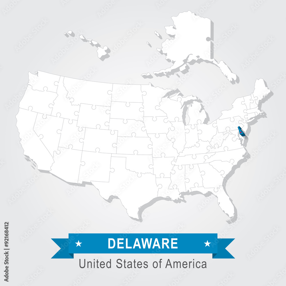 Delaware state. USA administrative map.