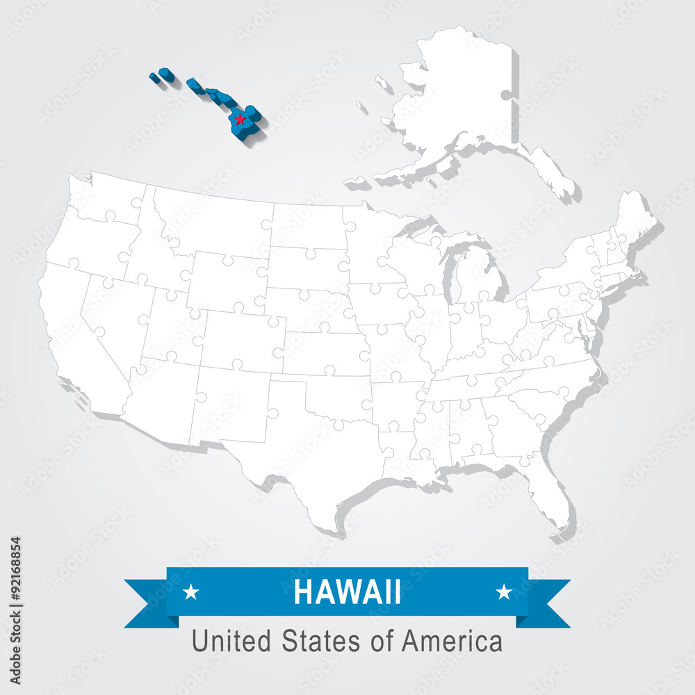 Hawaii state. USA administrative map.