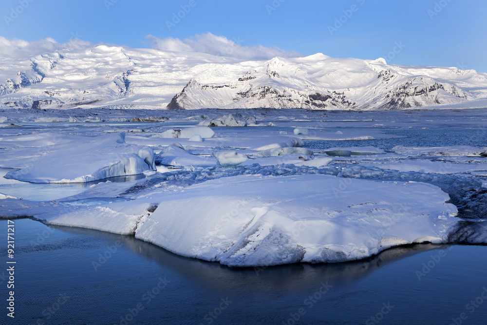 Glacier lagoon Jokulsarlon in Iceland in a morning light