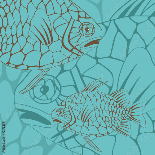 Illustration of exotic pine cone fish