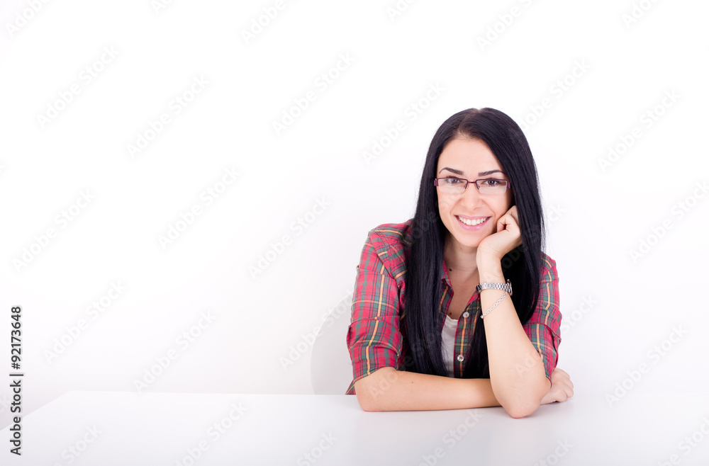 Smiling girl on white background Smiling girl on white background