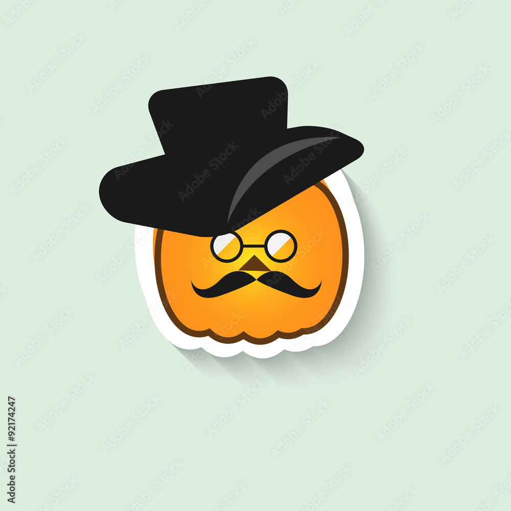 Pumpkin hipster round glasses and hat