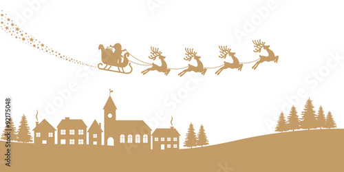 santa sleigh reindeer red silhouette