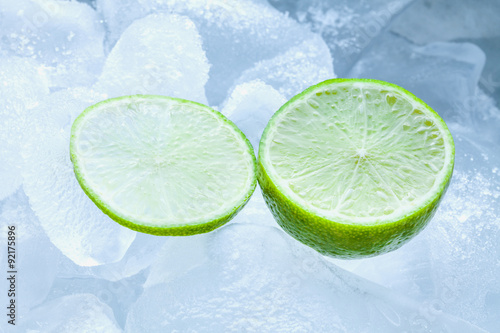 sliced lime and ice