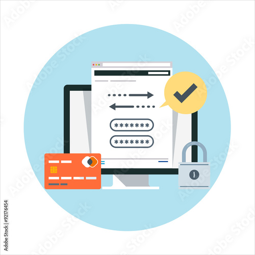 Security and transactions flat style, colorful, vector icon for