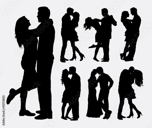 Couple loving people silhouettes. Good use for symbol, logo, web icon, mascot, or any design you want.