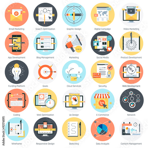 Search engine optimization theme, flat style, colorful, vector i