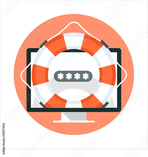 Security Service, Life Buoy flat style, colorful, vector icon fo
