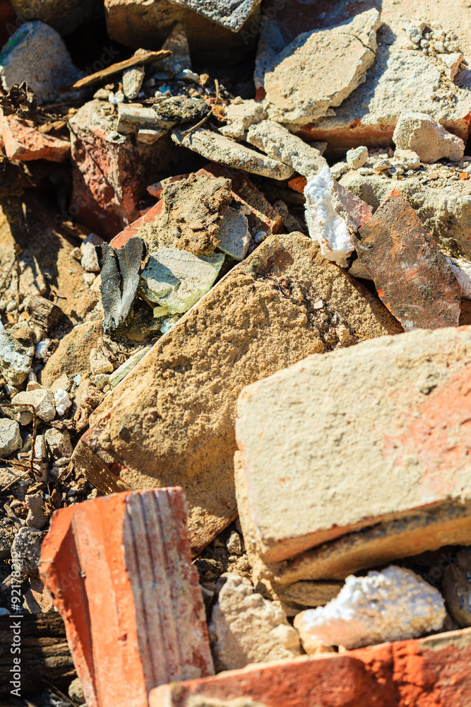 Construction site. Closeup stack of old bricks. Construction site. Closeup stack of old bricks.