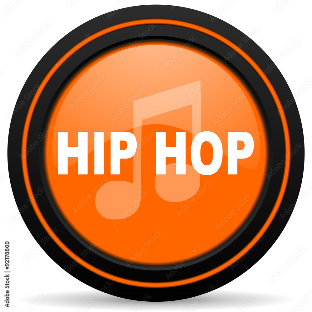hip hop orange glossy web icon on white background hip hop orange glossy web icon on white background