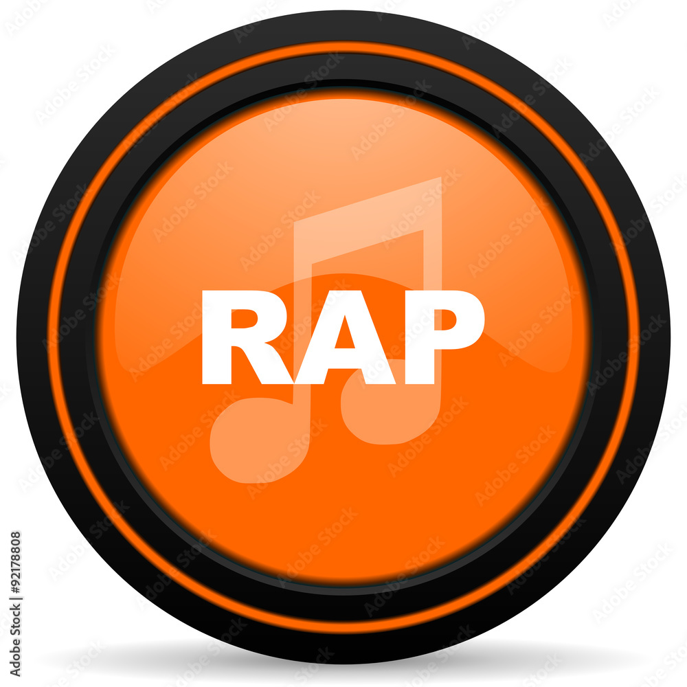 rap music orange glossy web icon on white background rap music orange glossy web icon on white background