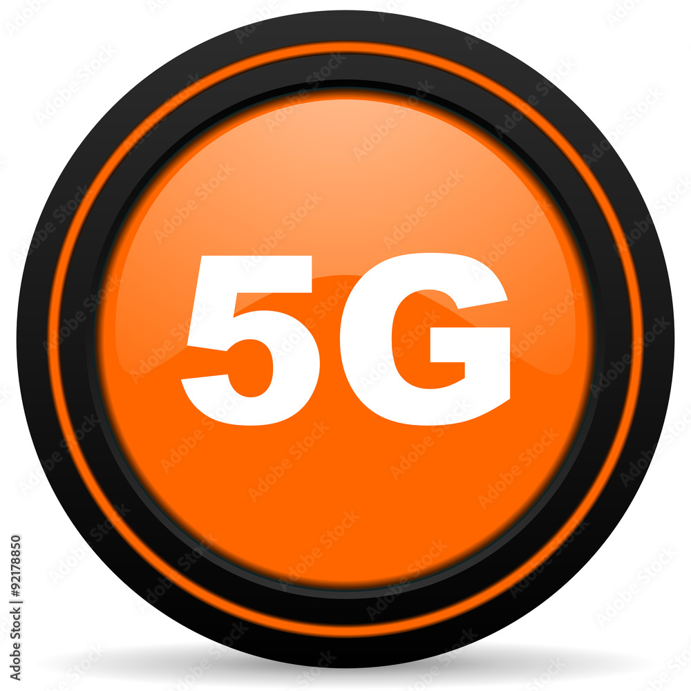 5g orange glossy web icon on white background 5g orange glossy web icon on white background