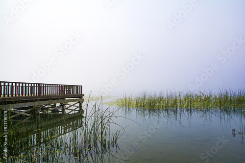 Wallpaper Mural Foggy lake / Pier on foggy lake. Torontodigital.ca