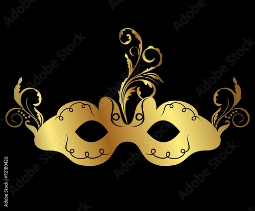 gold floral carnival mask isolated